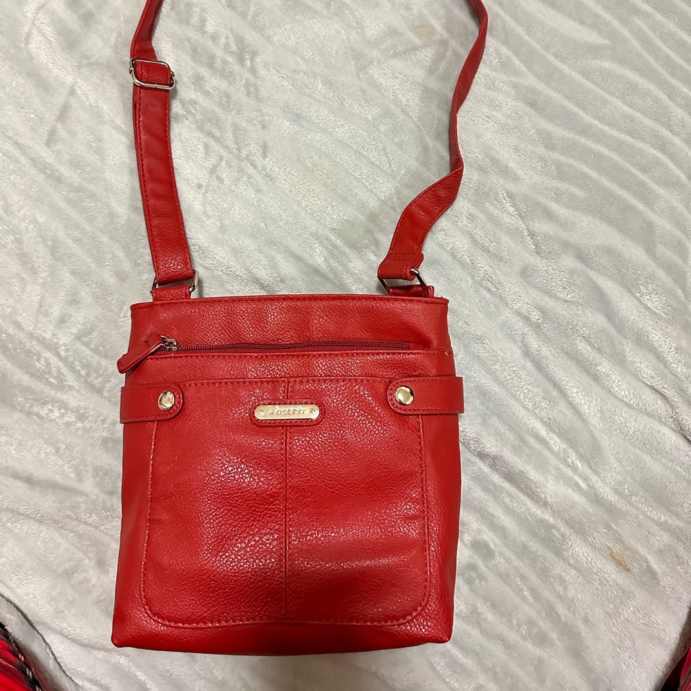 Red shoulder bag